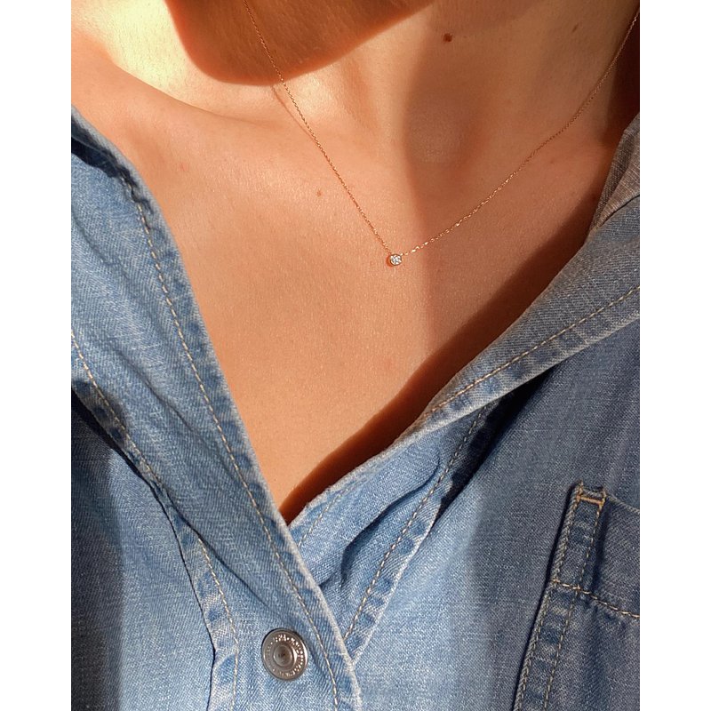 Solid Gold Floating Diamond Necklace | Lily & Roo | Wolf & Badger